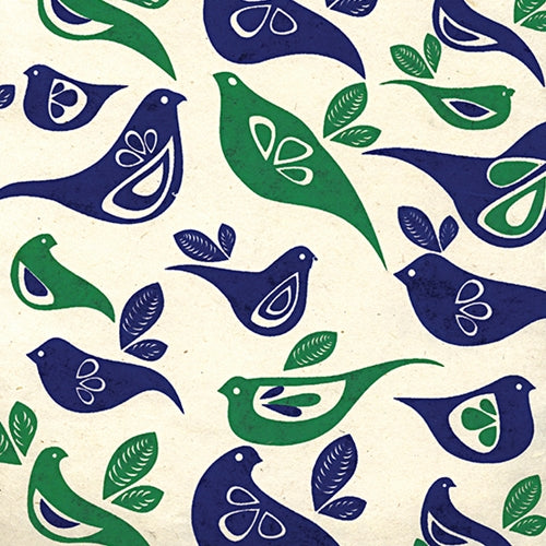 Nepalese Printed Paper- Green/Blue Partridges 20x30" Sheet Nepalese Printed Paper- Green/Blue Partridges 20x30" Sheet