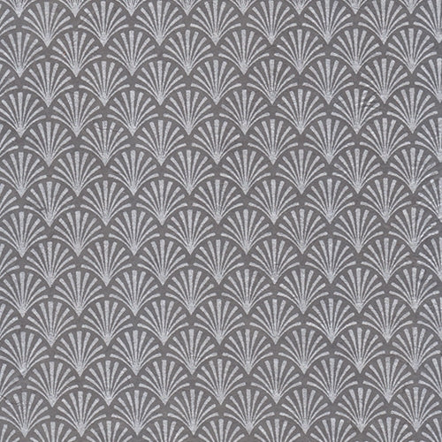 Nepalese Art Deco Scallop Paper- Silver on Gray 20x30" Sheet Art Deco Scallop Paper from Nepal- Silver on Gray 20x30" Sheet