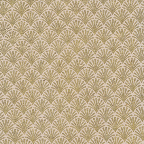 Nepalese Art Deco Scallop Paper- Gold on Natural 20x30" Sheet Art Deco Scallop Paper from Nepal- Gold on Natural 20x30" Sheet