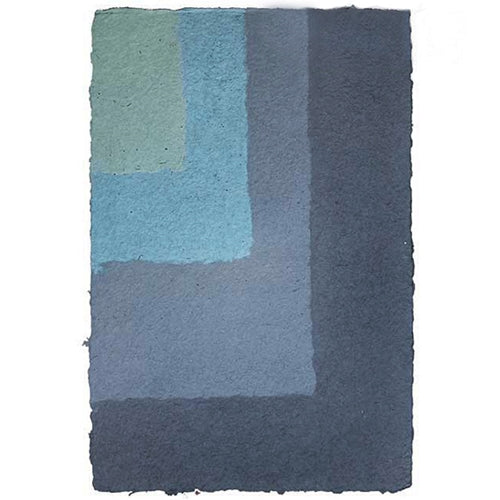 Lokta Stripes- Navy to Emerald L Shape 19x28" Sheet Lokta Stripes- Navy to Emerald L Shape 19x28" Sheet