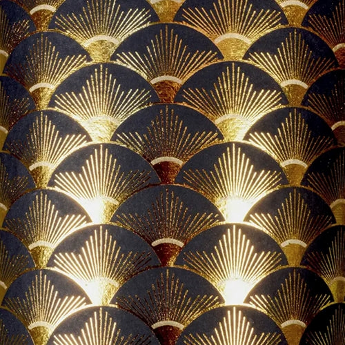 Art Deco Sunshine in Gold Foil and Gold Ink on Black by Midori Inc. 21x29" Sheet Art Deco Sunshine in Gold Foil and Gold Ink on Black by Midori Inc. 21x29" Sheet