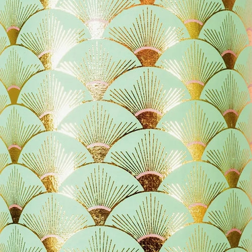 Art Deco Sunshine in Gold Foil and Pink on Aqua Green by Midori Inc. 21x29" Sheet Art Deco Sunshine in Gold Foil and Pink on Aqua Green by Midori Inc. 21x29" Sheet