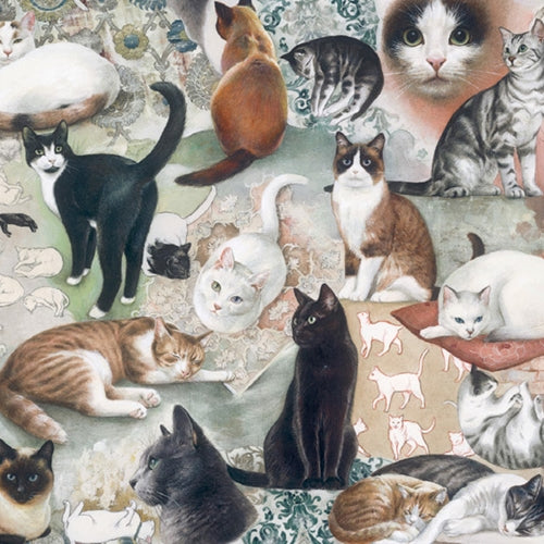 Bomo Art Budapest Papers- The Nine Lives of Cats 27.5 x 39 inch Sheet  Bomo Art Budapest Papers- The Nine Lives of Cats 27.5 x 39 inch Sheet