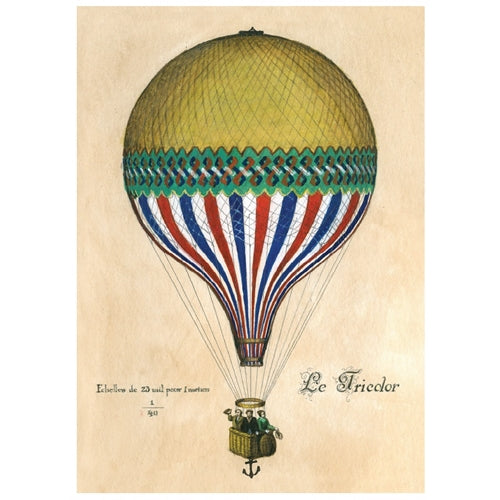 Bomo Art Budapest Blank Greeting Card, 5"x7", Le Tricolor Balloon Bomo Art Budapest Blank Greeting Card, 5"x7", Le Tricolor Balloon