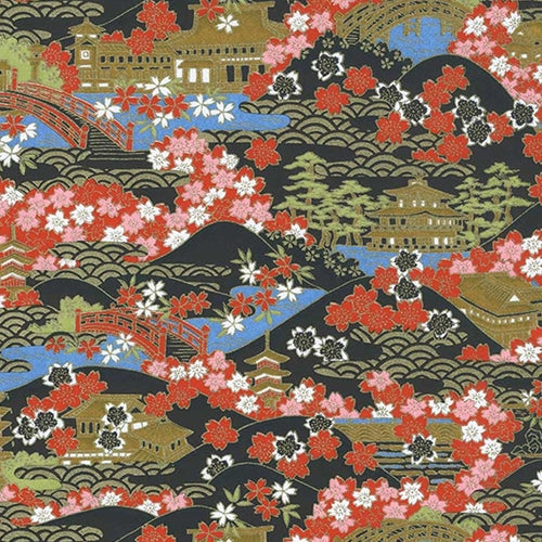 **NEW!** Japanese Village in Sakura Blossoms 18"x24" Sheet Japanese Village in Sakura Blossoms 18"x24" Sheet 