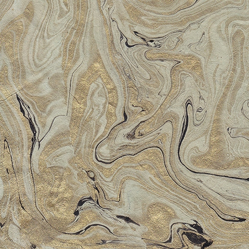 Nepalese Marbled Lokta Paper- Blue and Gold on Light Gray 20x30" Sheet Nepalese Marbled Lokta Paper- Blue and Gold on Light Gray 20x30" Sheet