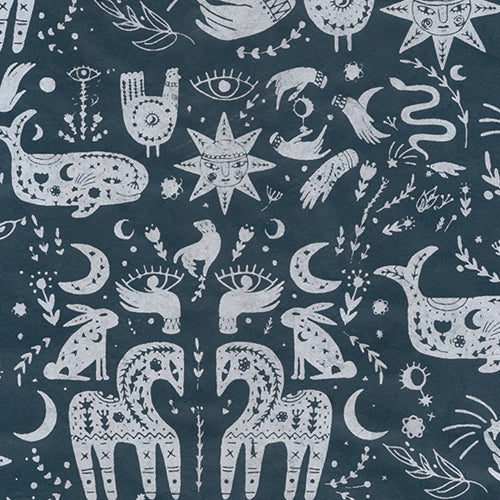 Nepalese Assorted Symbols and Iconography in White on Dark Turquoise- 20x30" Sheet Assorted Symbols and Iconography in White on Dark Turquoise- 20x30" Sheet