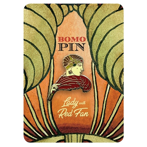 Bomo Art Budapest Enamel Pin- Lady with Red Fan Bomo Art Budapest Enamel Pin- Lady with Red Fan
