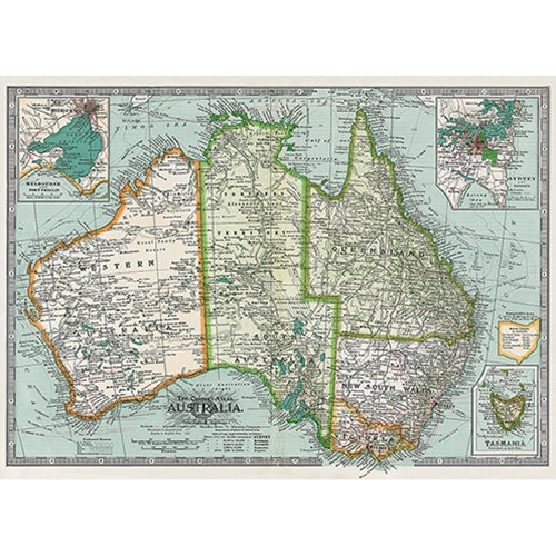 Cavallini Decorative Paper - Australia Map 20"x28" Sheet Cavallini Decorative Paper - Australia Map 20"x28" Sheet