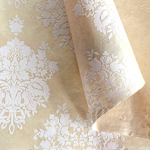 Lamali "Venetian Mask" Printed Paper Lama Li Nepalese "Venetian Mask" Printed Paper- White on Natural 20x30" Sheet