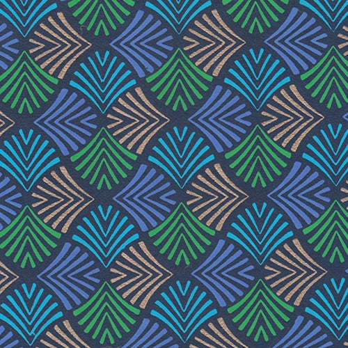 **NEW!** Printed Paper from India- Palm Fronds in Blue, Green, Turquoise, and Gold on Navy 22x30" Sheet Printed Paper from India- Palm Fronds in Blue, Green, Turquoise, and Gold on Navy 22x30" Sheet 