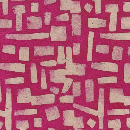 Batik Lokta Paper from Nepal- Interlocking Bricks in Magenta 20x30" Sheet  Batik Lokta Paper from Nepal- Interlocking Bricks in Magenta 20x30" Sheet 
