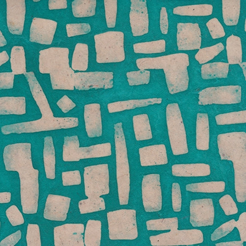 Batik Lokta Paper from Nepal- Interlocking Bricks in Turquoise 20x30" Sheet Batik Lokta Paper from Nepal- Interlocking Bricks in Turquoise 20x30" Sheet