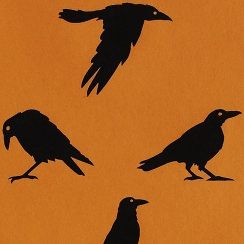 Crows in Black on Orange by Midori Inc. 21x29" Sheet Crows in Black on Orange by Midori Inc. 21x29" Sheet