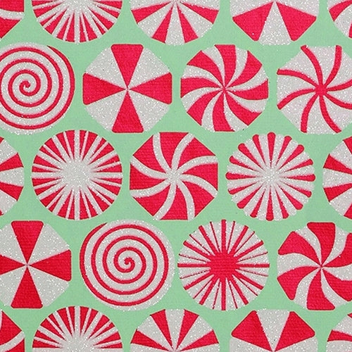 Peppermint- Red and White Pearlescent Glitter on Mint Green 21x29" Sheet  Peppermint- Red and White Pearlescent Glitter on Mint Green 21x29" Sheet