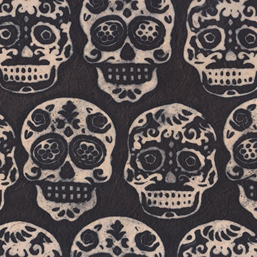 Batik Lokta Paper from Nepal- Day of the Dead Skulls 20x30" Sheet Batik Lokta Paper from Nepal- Day of the Dead Skulls 20x30" Sheet 