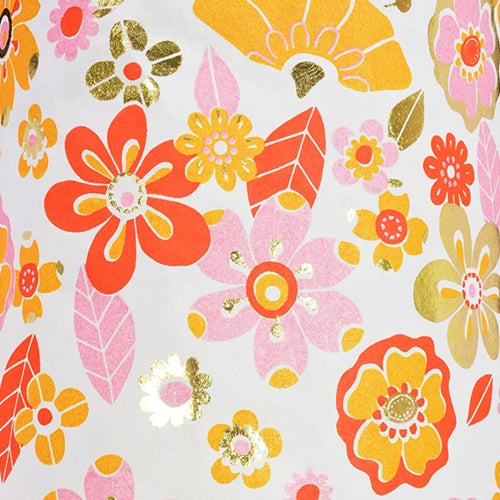 Flower Power in Gold Foil with Red, Pink & Orange 21x29" Sheet Flower Power in Gold Foil with Red, Pink & Orange 21x29" Sheet