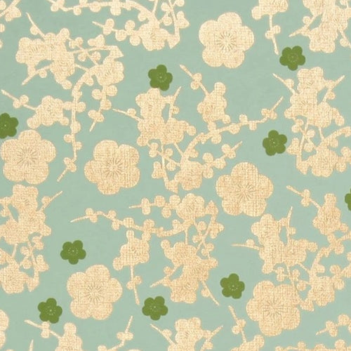 Cherry Blossom- Metallic Gold and Green on Blue 21x29" Sheet Cherry Blossom- Metallic Gold and Green on Blue 21x29" Sheet