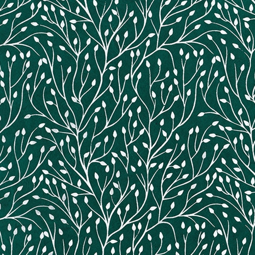 Nepalese Lokta- "Lahara Leaf" White on Green 20x30" Sheet  Nepalese Lokta- "Lahara Leaf" White on Green 20x30" Sheet