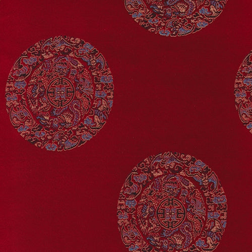 Chinese Brocade Paper- Longevity Design in Blue and Gold on Red 26x16.75" Sheet Chinese Brocade Paper- Longevity Design in Blue and Gold on Red 26x16.75" Sheet