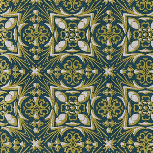 Nepalese Printed Paper- Intricate Mandala in White and Gold on Deep Aqua 20x30" Sheet Nepalese Printed Paper- Intricate Mandala in White and Gold on Deep Aqua 20x30" Sheet
