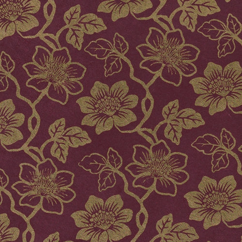 Nepalese Printed Paper- Gold Sakura on Burgundy 20x30" Sheet Nepalese Printed Paper- Gold Sakura on Burgundy 20x30" Sheet