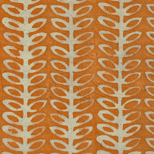 Batik Lokta Paper from Nepal- Orange Vine 20x30" Sheet Batik Lokta Paper from Nepal- Orange Vine 20x30" Sheet