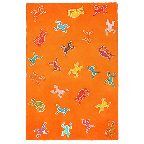Batik Lokta Paper from Nepal- Dancing Figures on Orange 20x30" Sheet Batik Lokta Paper from Nepal- Dancing Figures on Orange 20x30" Sheet