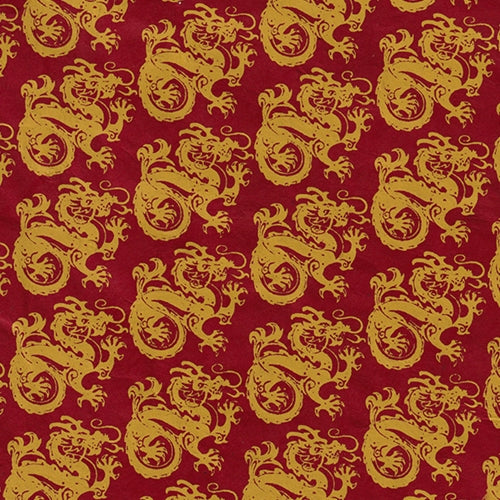 Lokta Printed Paper- Yellow Nepalese Dragon on Red 20x30" Sheet Lokta Printed Paper- Yellow Nepalese Dragon on Red 20x30" Sheet