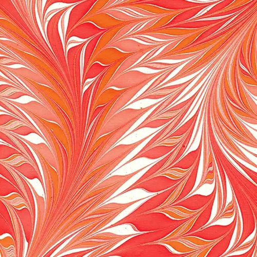 Marbled Paper from India - Flamboyant Crimson and Orange  22"x30" Sheet Marbled Paper from India - Flamboyant Crimson and Orange  22"x30" Sheet