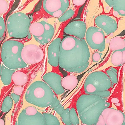 Marbled Paper from India - Molecular Mint, Pink, Red, Black 22"x30" Sheet Marbled Paper from India - Molecular Mint, Pink, Red, Black 22"x30" Sheet