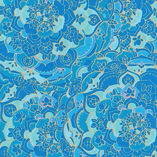 "NEW!" Printed Paper from India- Mandala in Blue and Gold 22x30" Sheet  Printed Paper from India- Mandala in Blue and Gold 22x30" Sheet
