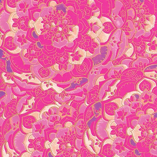 "NEW!" Printed Paper from India- Mandala in Pink and Gold 22x30" Sheet Printed Paper from India- Mandala in Pink and Gold 22x30" Sheet 
