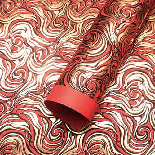 Rossi Limited Edition Letterpress Gold Foil Marble Pattern- Bright Red Rossi Limited Edition Letterpress Gold Foil Marble Pattern- Bright Red