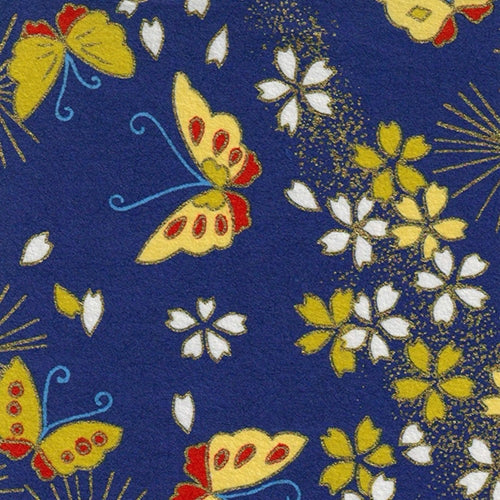 **NEW!** Chiyogami- Butterflies & Flowers on Blue with Gold 21x31" Sheet Chiyogami- Butterflies & Flowers on Blue with Gold 21x31" Sheet 