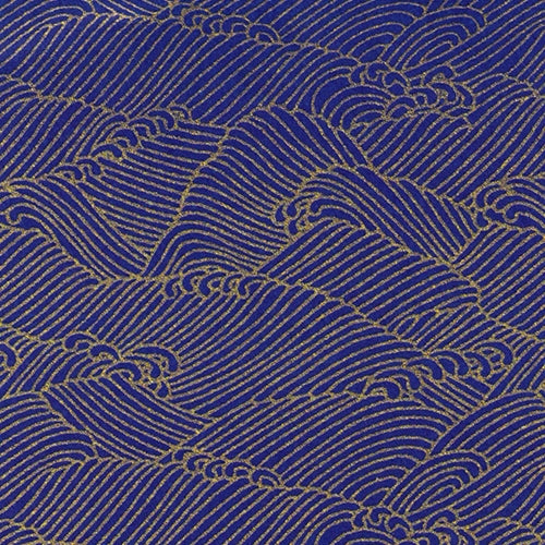 **NEW!** Chiyogami- Yusenshi Deep Blue with Gold Waves 19x26" Sheet Chiyogami- Yusenshi Deep Blue with Gold Waves 19x26" Sheet