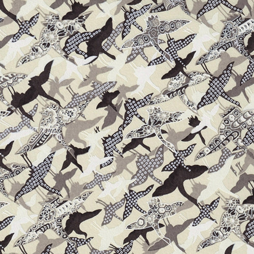 Japanese Yusenshi- Flying Cranes in Black, White, and Grey 19x25" Sheet Japanese Yusenshi- Flying Cranes in Black, White, and Grey 19x25" Sheet
