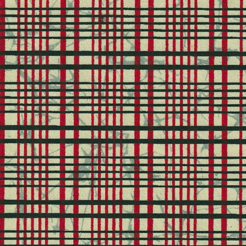 Japanese Yusenshi- Plaid Red & Black on Beige 19x25" Sheet Japanese Yusenshi- Plaid Red & Black on Beige 19x25" Sheet