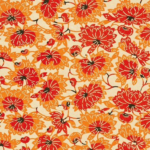 Japanese Hana Yuzen Blossom- Orange 19x25" Sheet Japanese Hana Yuzen Blossom- Orange 19x25" Sheet