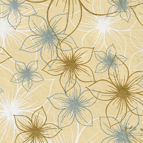 Printed Cotton Paper from India- Flowers in Gold, Silver, and White on Cream 20x30" Sheet Printed Cotton Paper from India- Flowers in Gold, Silver, and White on Cream 20x30" Sheet