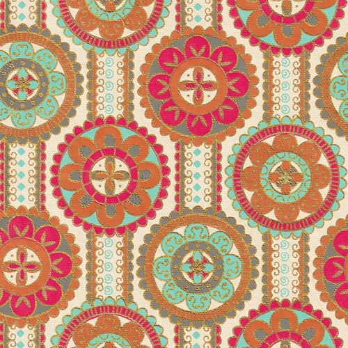 Printed Cotton Paper from India- Moroccan Mandala in Red, Orange, & Blue 20x30" Sheet Printed Cotton Paper from India- Moroccan Mandala in Red, Orange, & Blue 20x30" Sheet 