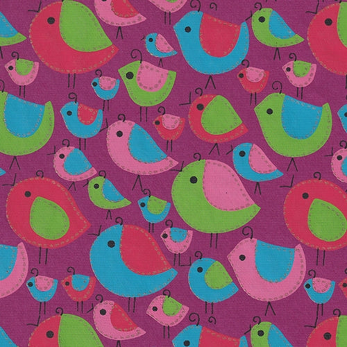 Printed Cotton Paper from India- Green, Pink, Blue, & Red Birds on Magenta 22x30 Sheet Printed Cotton Paper from India- Green, Pink, Blue, & Red Birds on Magenta 22x30 Sheet