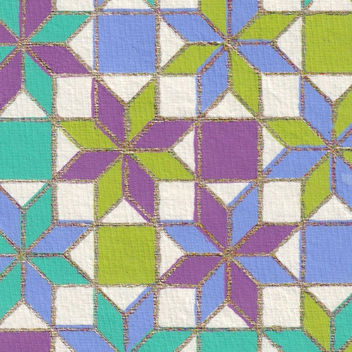 Printed Cotton Paper from India- Multicolor Star & Square Quilt Pattern 22x30 Inch Sheet Printed Cotton Paper from India- Multicolor Star & Square Quilt Pattern 22x30 Inch Sheet 