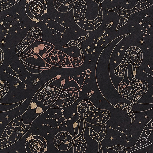 **NEW!** Cosmic Mermaids Swimming in Space Printed Lokta Paper 20x30" Sheet  Cosmic Mermaids Swimming in Space Printed Lokta Paper 20x30" Sheet