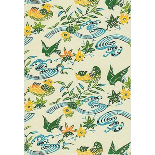 Katazome-shi Paper- Birds in the Garden (Green, Yellow, Blue & Orange) 18x24" sheet Katazome-shi Paper- Birds in the Garden (Green, Yellow, Blue & Orange) 18x24" sheet