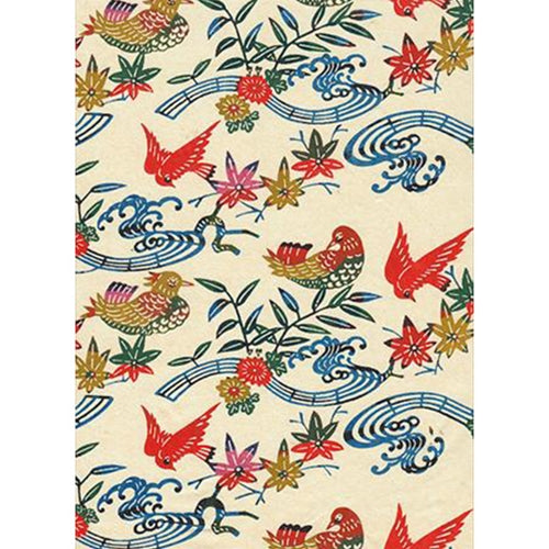 Katazome-shi Paper- Birds in the Garden (Red, Blue, Yellow, Green, & Magenta) 18x24" sheet Katazome-shi Paper- Birds in the Garden (Red, Blue, Yellow, Green, & Magenta) 18x24" sheet