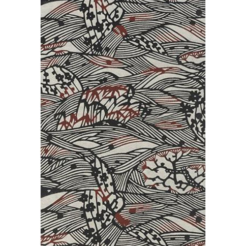 Katazome-shi Paper- Black and Brown Waves and Flora 18x24" sheet Katazome-shi Paper- Black and Brown Waves and Flora 18x24" sheet