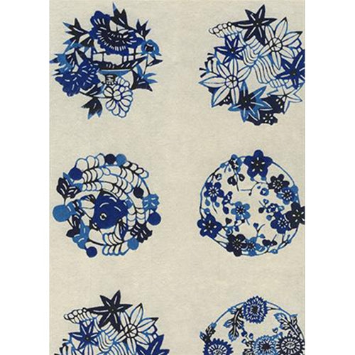 Katazome-shi Paper- Blue Medallions 18x24" sheet Katazome-shi Paper- Blue Medallions 18x24" sheet