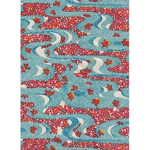Katazome-shi Paper- Blue Rivers through Red Leaves 18x24" sheet Katazome-shi Paper- Blue Rivers through Red Leaves 18x24" sheet 