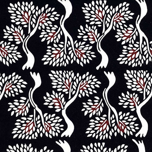 Katazome-shi Paper- Trees in Natural and Brown on Black 18x24" Sheet Katazome-shi Paper- Trees in Natural and Brown on Black 18x24" Sheet
